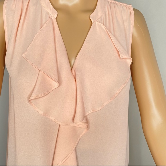 RW&CO Elegant Women's Sleeveless Ruffle Top - Peach - US M. - Picture 4 of 9